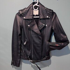 Maje black moto leather jacket Sz 36 (XS / Small)